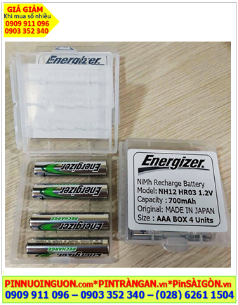 Pin Energizer NH12URP4; Pin sạc AAA 1.2v Energizer NH12URP4 AAA700mAh _Hộp 4viên